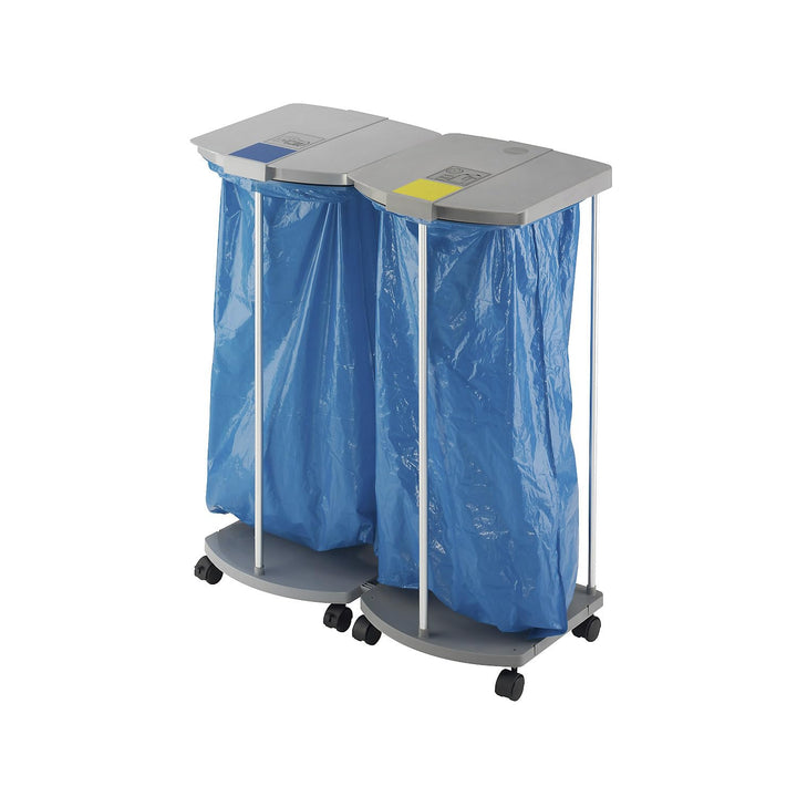 Hailo | Müllsackständer mit 250 Blauen Wertstoffsäcken | ProfiLine MSS XXXL | 2 x 120 l | HxBxT 1000