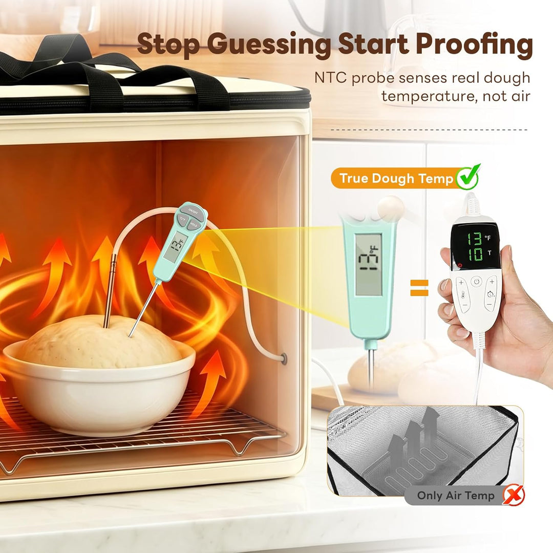32L Heizung Gärbox Sauerteig mit NTC Sensor und Abkühlgitter,Faltbare Gärautomat mit 10–55 °C Temper