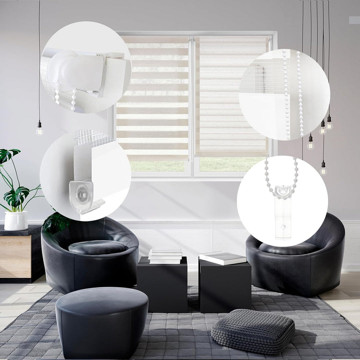 Blindecor - Indus doppelrollo klemmfix ohne bohren - duo rollo klemmfix Leinfarben - 65 x 150 cm (Br