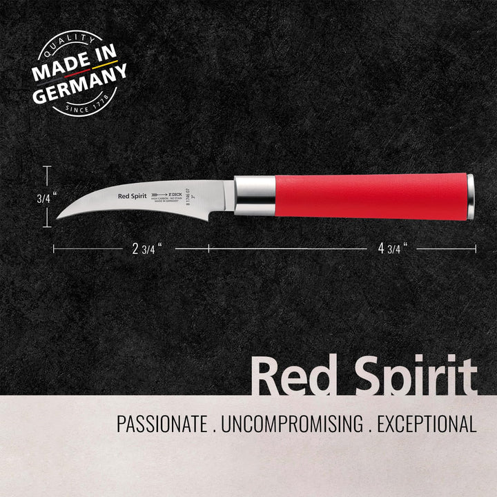 F. DICK Tourniermesser, Red Spirit (Messer mit Klinge 7 cm, X55CrMo14 Stahl, nichtrostend, 56° HRC)