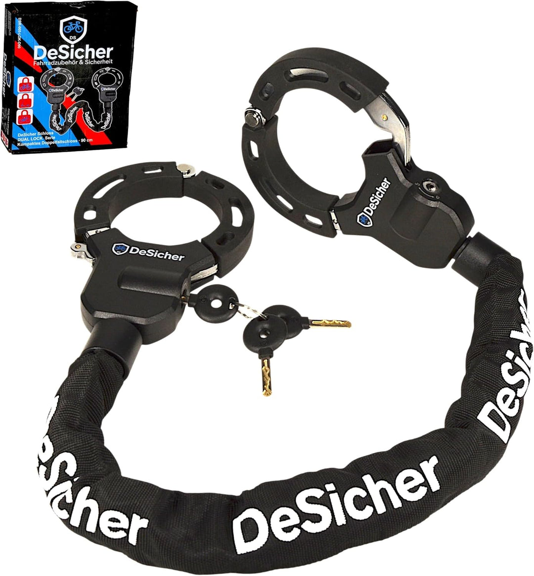 DuoLock 90 - Grosses Handschellen-Kettenschloss für E-Scooter & Fahrrad, 90 cm, 70 mm Öffnungsdurchm