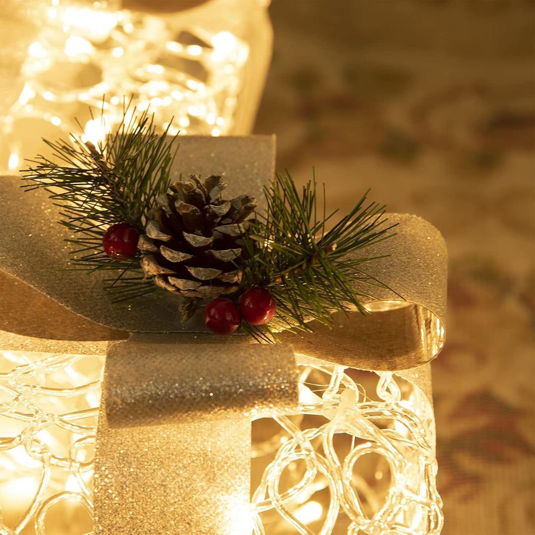 DELICHTER LED Weihnachtsdeko, 3PK Boxen weiss Acryl Weihnachten Boxen Lichter für Innen Aussen beim