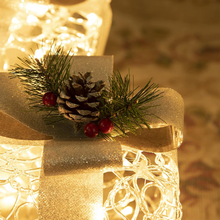 DELICHTER LED Weihnachtsdeko, 3PK Boxen weiss Acryl Weihnachten Boxen Lichter für Innen Aussen beim