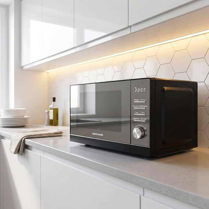 HMW-MD25DMRBK Mechanischer Mikrowellenherd, 25 l, 800 W Aufsatz-Mikrowelle mit 5 Leistungsstufen, Ti