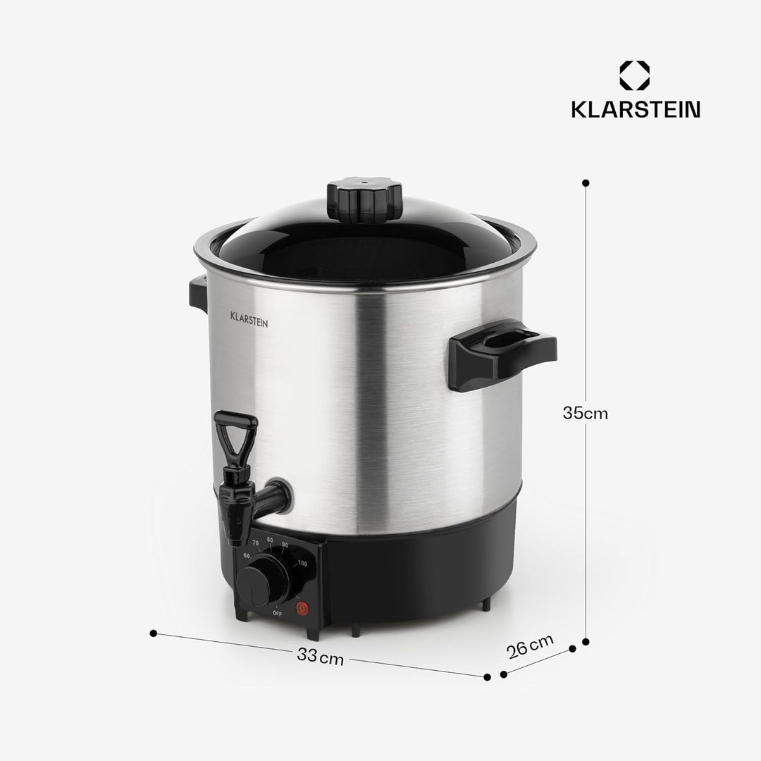 Klarstein Biggie Eco Einkochautomat & Getränkespender, 1000W, 30-100 °C, 9 Liter Nutzvolumen, Zapfha