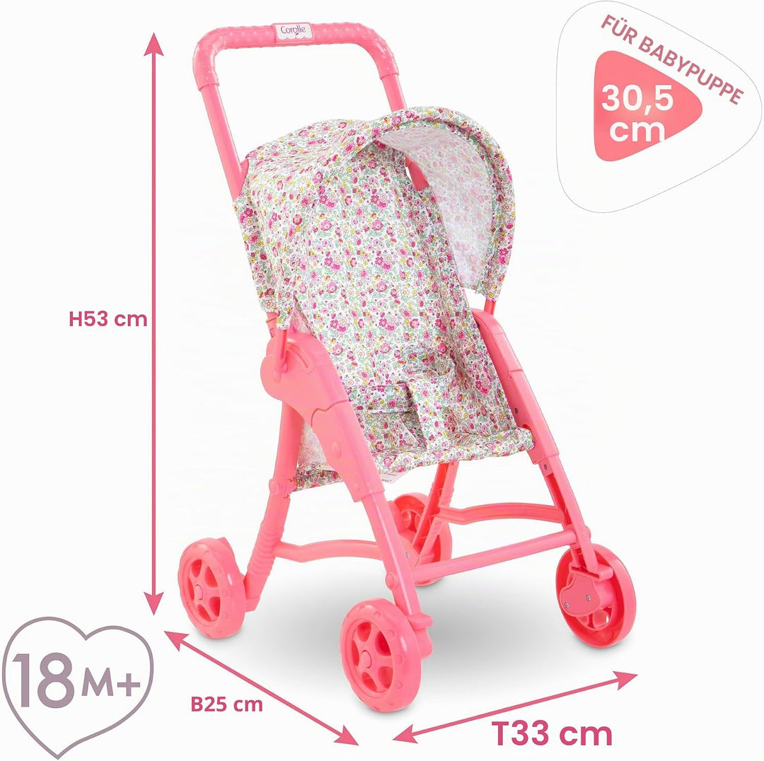 Corolle 9000110810 - Ma Premiere Poupee Puppenbuggy Floral, Puppenbuggy für alle 30cm Puppen, ab 18