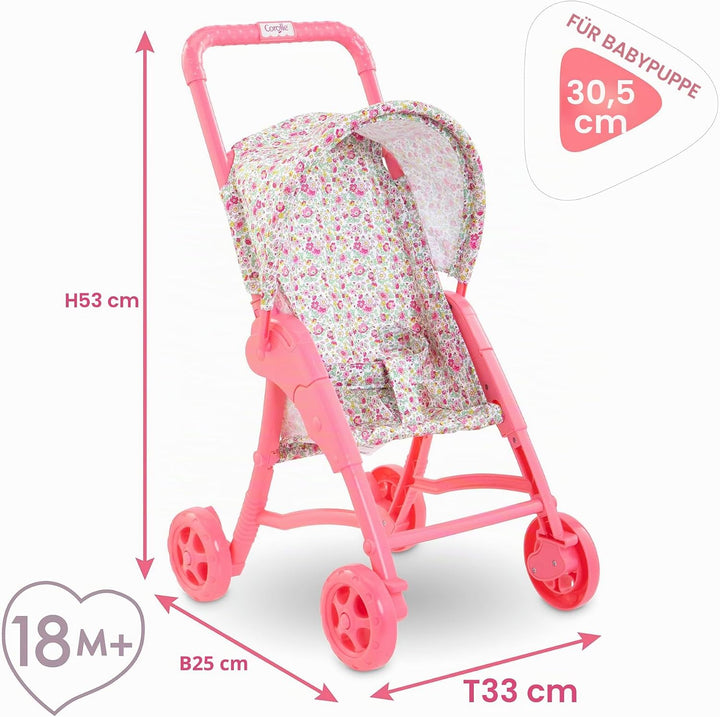 Corolle 9000110810 - Ma Premiere Poupee Puppenbuggy Floral, Puppenbuggy für alle 30cm Puppen, ab 18
