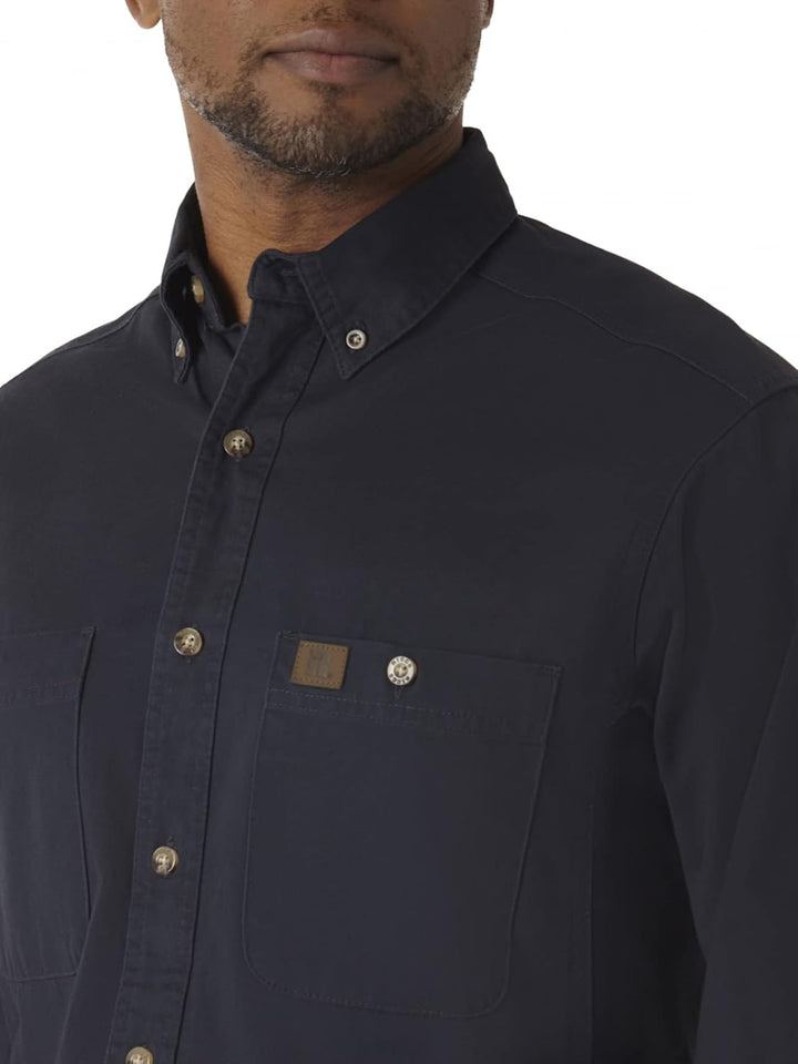 Wrangler, Riggs Herren-Arbeitshemd Logger aus Twill, langärmelig M Marineblau, M Marineblau