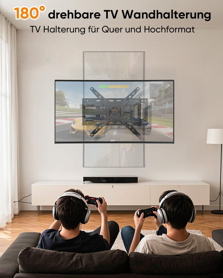 TV Wandhalterung mit 655mm Langem Arm für 13-50 Zoll Fernseher oder Monitor, 180° Drehung Fernsehhal
