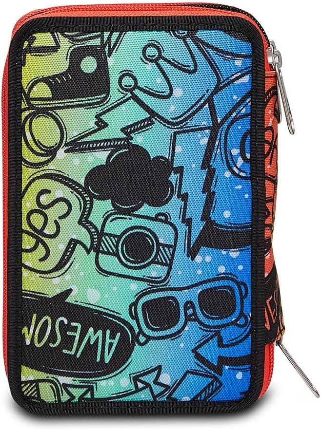 Seven Federmäppchen, Mäppchen, mehrfarbig, Federtasche für Schreibwaren, Etui komplett mit Bleistift