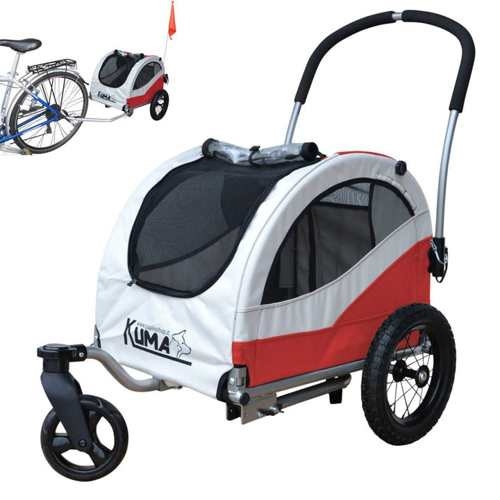 PAPILIOSHOP KUMA Anhänger Fahrradwagen Kinderwagen Transport Hund Tiere (rot), Rot