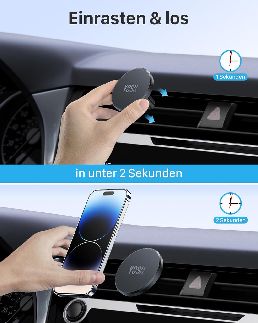 YOSH Handyhalterung Auto für MagSafe, Magnetische Kfz Handyhalter für Lüftung-[Keine Interferenz mit