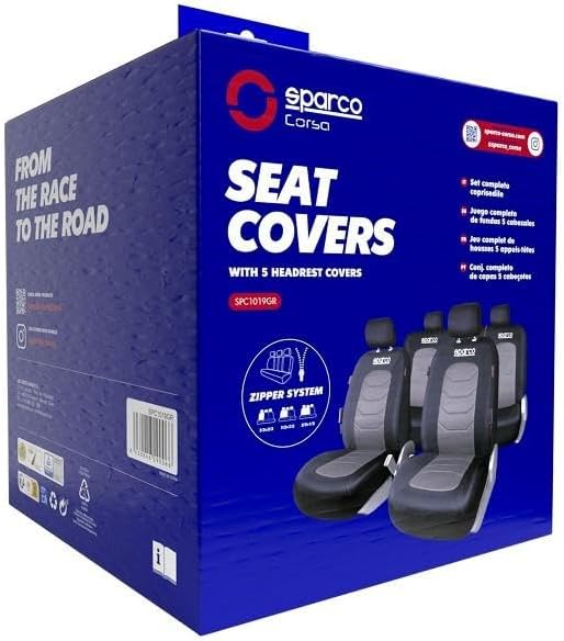Sparco Sitzbezüge Sparco Schwarz / Grau (11-Teilig) (also kompatibel mit Side-Airbags)
