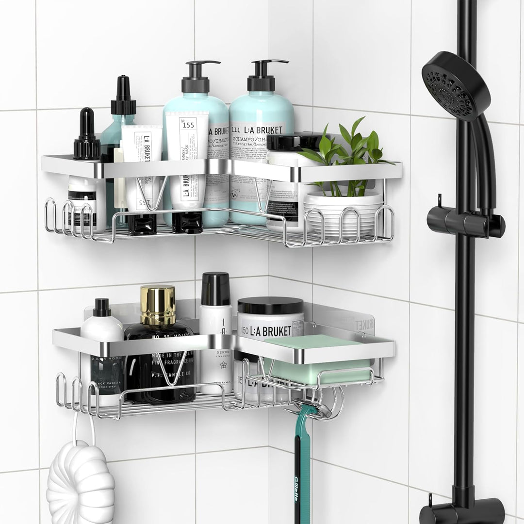 Kegii Duschablage Ecke, Duschregal ohne Bohren Edelstahl, Badezimmer Regal, Shampoo Halterung für Du