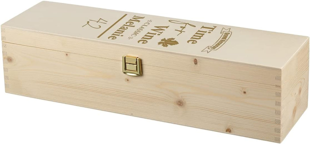 2-TLG Wein Geschenkset - mit Wunschname - 1x 700 ml Weinflasche, 1x Holzkiste personalisiert - für M
