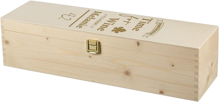 2-TLG Wein Geschenkset - mit Wunschname - 1x 700 ml Weinflasche, 1x Holzkiste personalisiert - für M