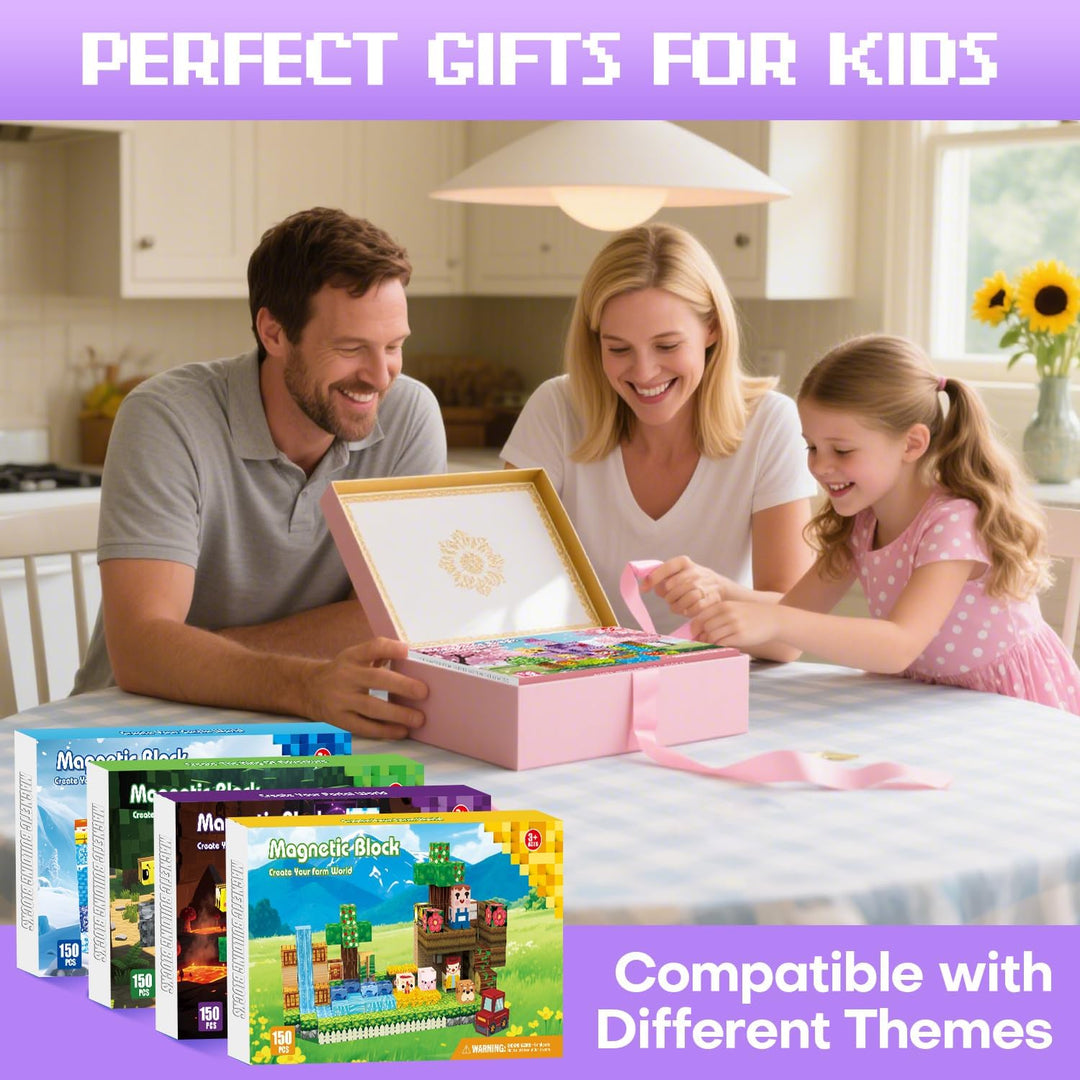 Magnetische Bausteine 150 PCS, Magnetbausteine für 3+ Jahr, Magnetic Blocks Spielzeug-Sets für Kinde