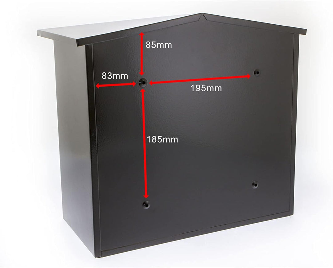 Burg-Wachter MB15BK Mersey Grosser Wandbriefkasten, verzinkter Stahl, 36 x 35 x 20 cm, Schwarz, Schw