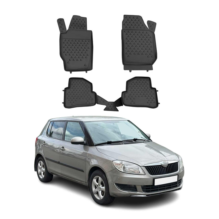 OMAC Gummimatten Fussmatten kompatibel mit Skoda Fabia 2007-2014 TPE Automatten Schwarz 4X Fussmatte