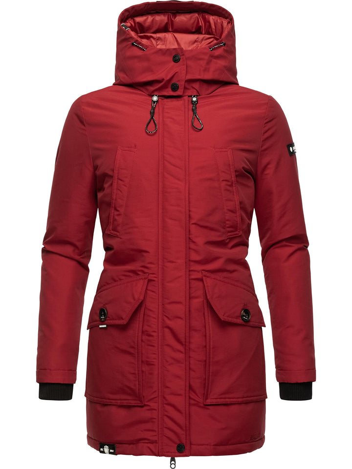 Navahoo Damen Warmer Winter Kurzmantel Blizzardstorm XS-3XL XS Blood Red, XS Blood Red