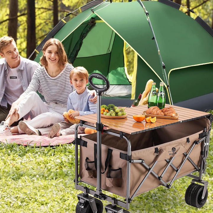Bollerwagen Faltbar Strand Handwagen mit Getränkehalter Verstellbarem Griff,Gartenwagen für Alle Gel