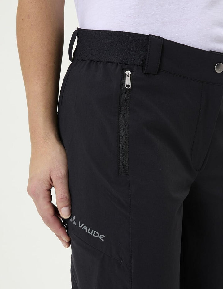 VAUDE Wanderhose Damen Farley Stretch Capri Hose III, Schwarz - 50, wasserabweisende Damen Trekkingh