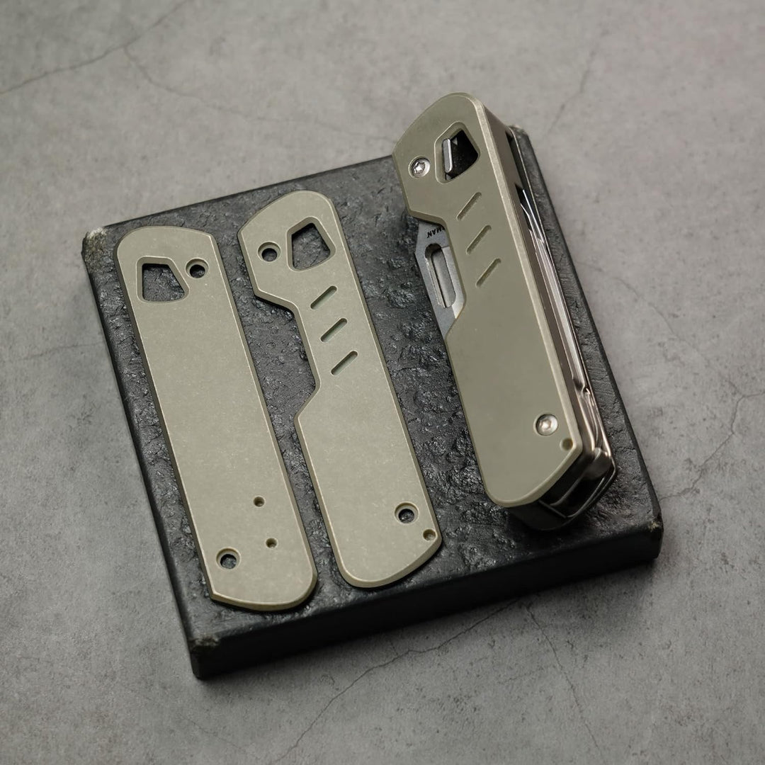 HorixGear 1 Paar Handle Patch Custom Titanium Scales für T4 Multitool, Sandstrahlh Finish (silber Ti