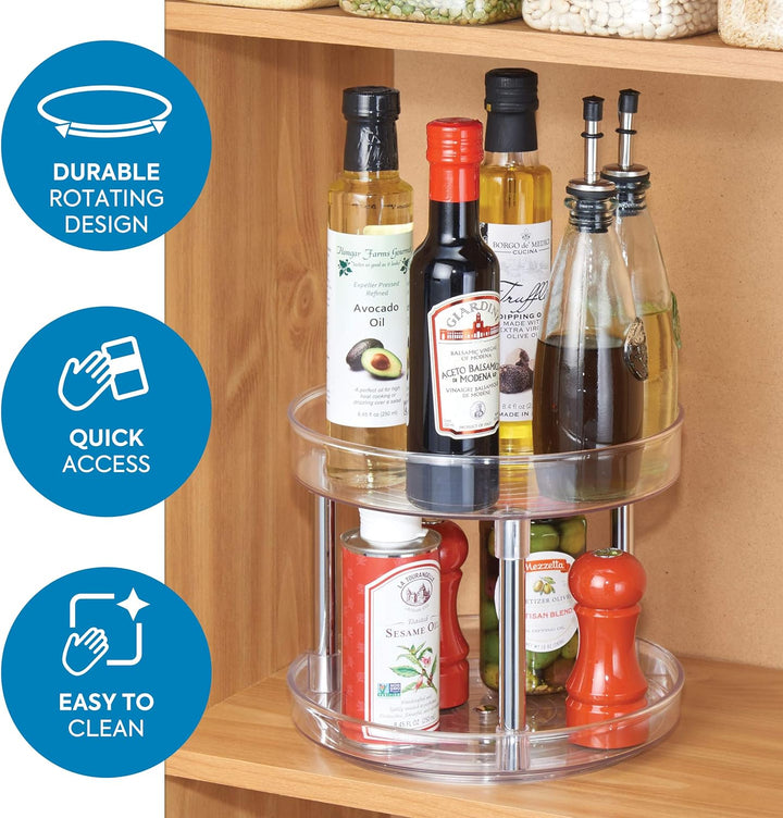 iDesign 56600 Küchen Organizer, grosser Drehteller mit 2 Ebenen aus BPA-freiem Kunststoff 23 cm & 58