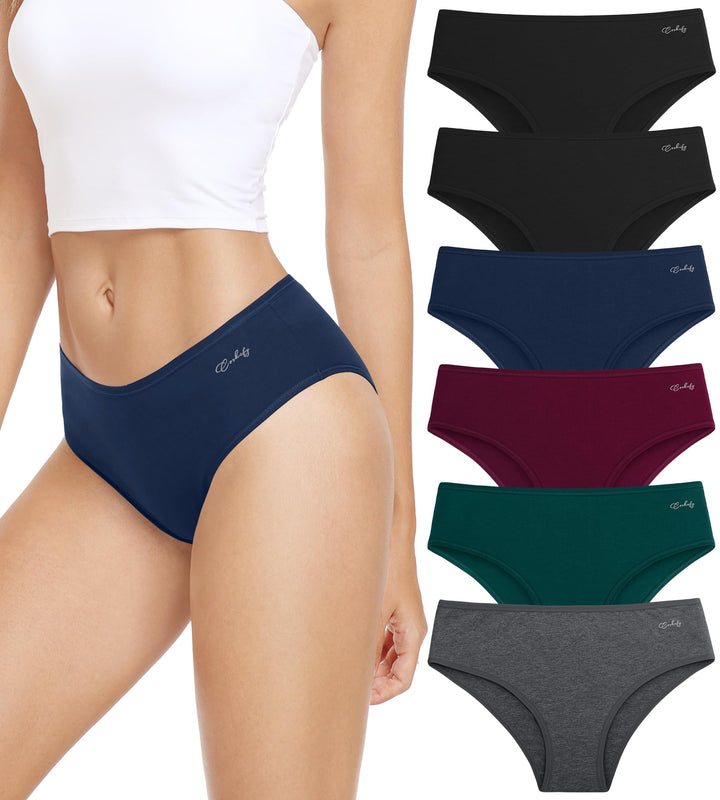 Anqier Unterhosen Damen, 6er Pack Baumwolle Panties Atmungsaktiv Slips Damen Bequeme Hipster Frauen