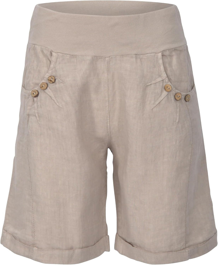Malito Damen Bermuda aus Leinen | Shorts für den Strand | lässige Kurze Hose | Pants - Hotpants 8024