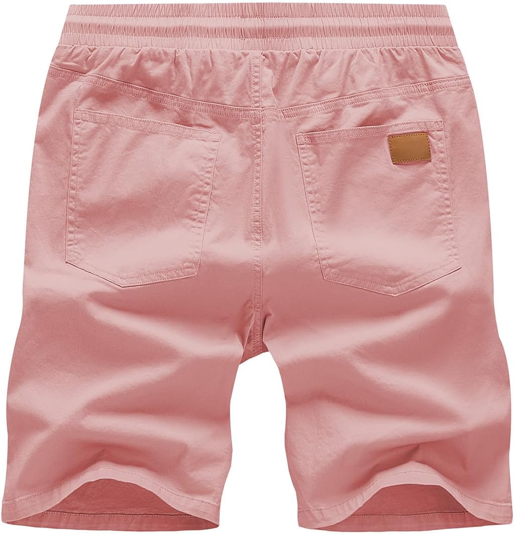 JMIERR Kurze Hosen Herren Shorts Herren Sommer Chino Baumwolle Elastische Taille mit Taschen S Rosa,