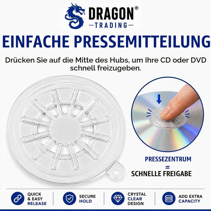DragonTrading® CD-Hub mit selbstklebender Rückseite, transparent, 100 Stück