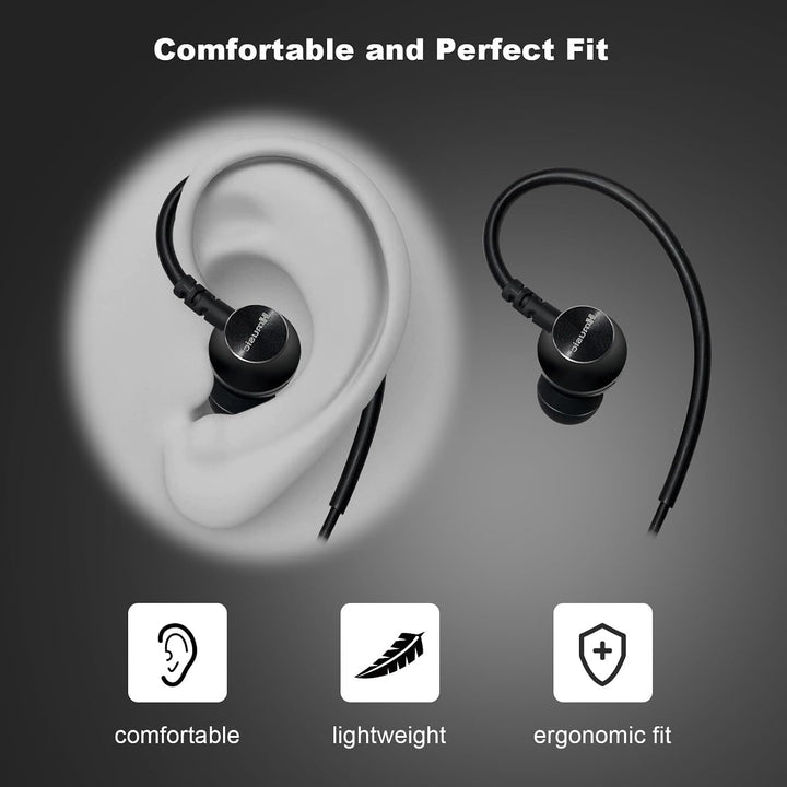 Hmusic USB-C Sport-Ohrhörer mit Over Ear Haken, Metall Muschel Ohrstöpsel | mit Mikrofon, Schaltfläc
