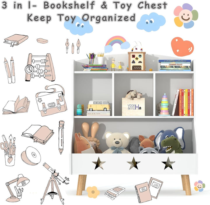 Garden 4 you Kinderregal, Bücherregal für Kinder, Kinderzimmerregal, Bücherregal Aufbewahrungsregal