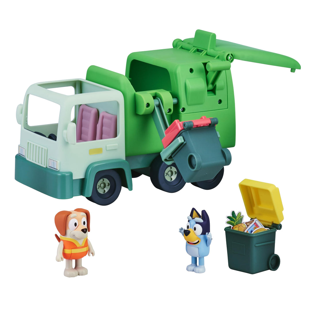 BlueY Müllwagen-Spielset mit Zwei 6,3–7,6 cm grossen Offiziellen Actionfiguren zum Sammeln, Müllmann