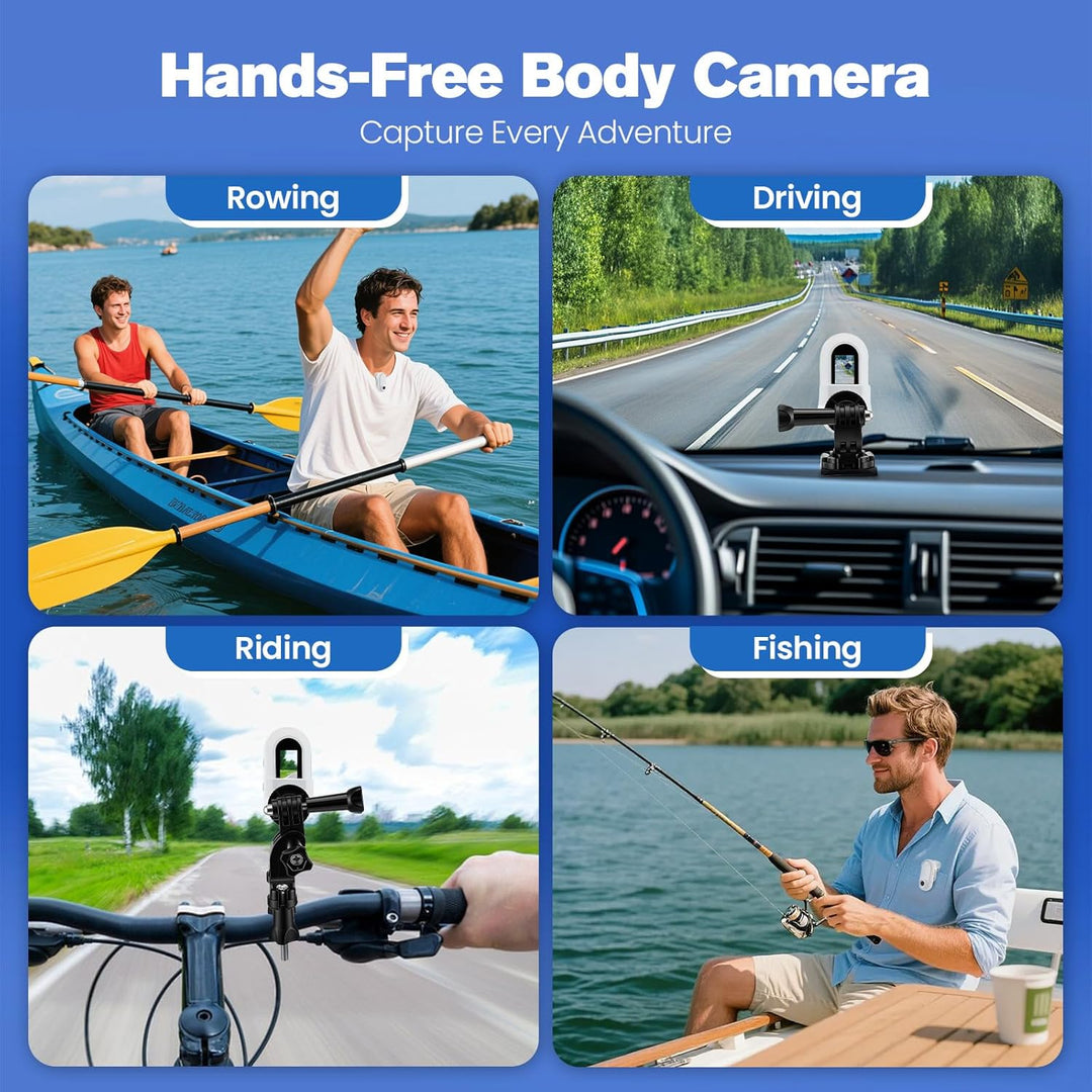 Mini Action Cam 1080P Bodycam mit Batteriefach & 128GB SD-Karte, Helmkamera für Motorrad Fahrrad Spo