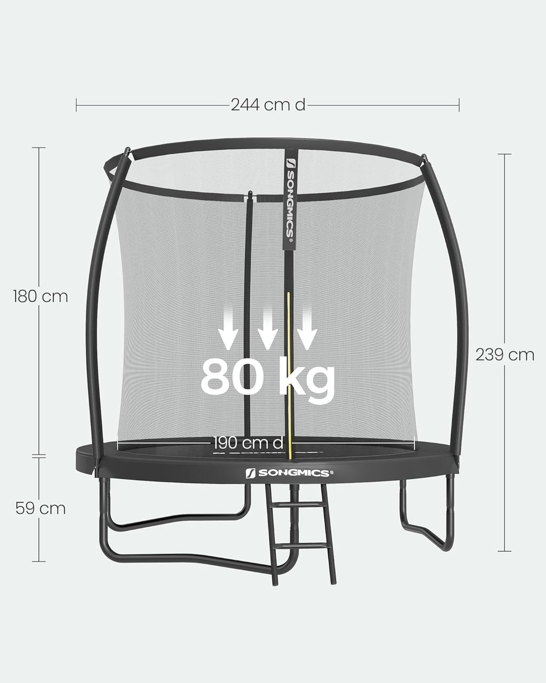 SONGMICS Trampolin Outdoor Ø 244/305/366/427 cm, rundes Gartentrampolin Kindertrampolin mit Sicherhe