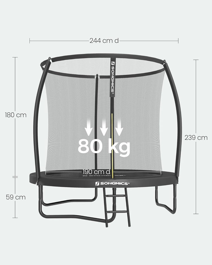 SONGMICS Trampolin Outdoor Ø 244/305/366/427 cm, rundes Gartentrampolin Kindertrampolin mit Sicherhe