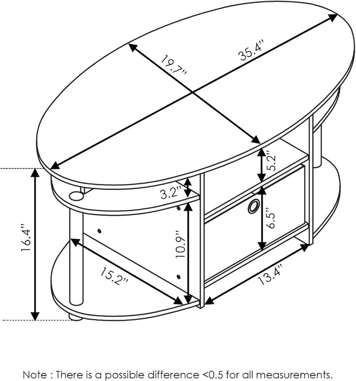 Furinno Jaya Couchtische, Beistelltisch, Französische Eiche/Schwarz/Schwarz, 89.9 (Breite) x 41.7 (H
