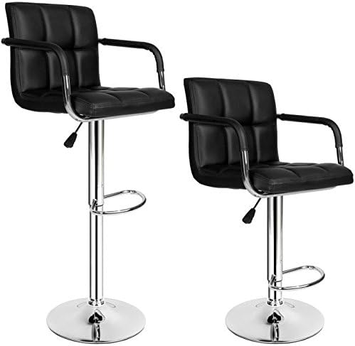 Flyelf 2 x Barhocker schwarz mit lehne und Armlehnen,höhenverstellbar 54,5-75,5cm