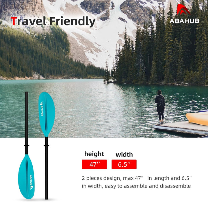 Abahub Carbon Kajak Paddel 230cm mit Paddelleine für Kajakfahren Ruderboot Kanusport, Carbonschaft K