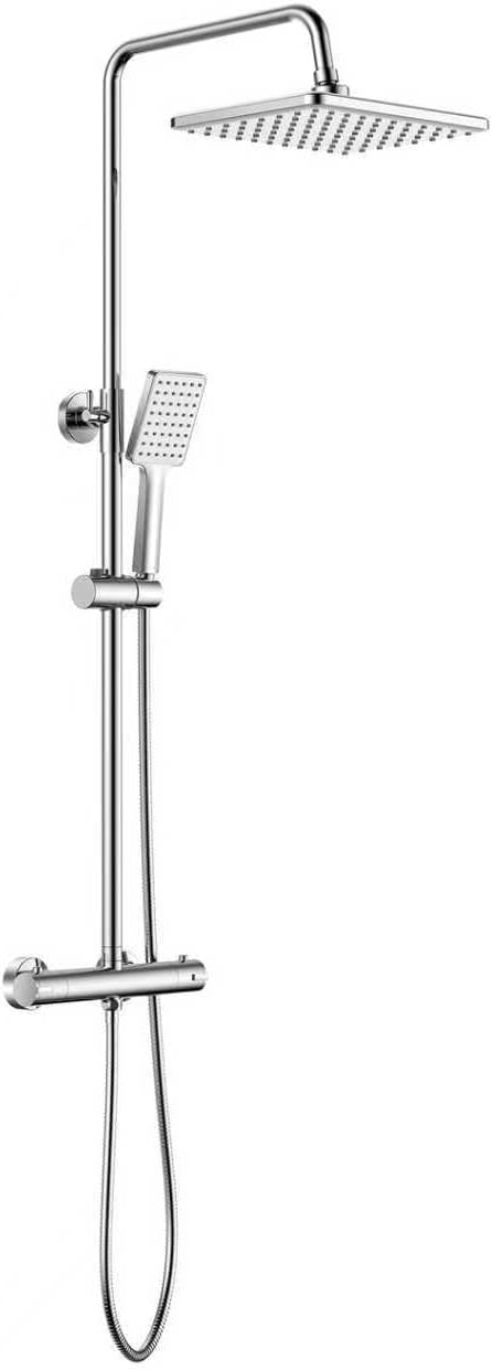 YOOZENA Duscharmatur Komplettset,Duscharmatur mit Thermostat,Regendusche mit armatur, Duschsystem,fü