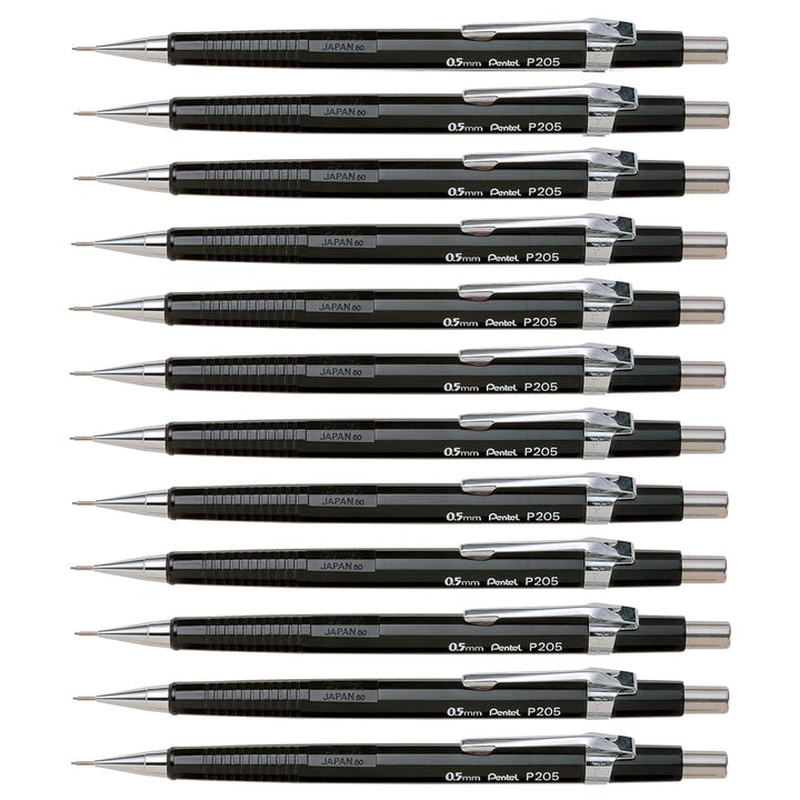Pentel P205-A Druckbleistift 0,5 mm, HB, schwarz, 12er Packung