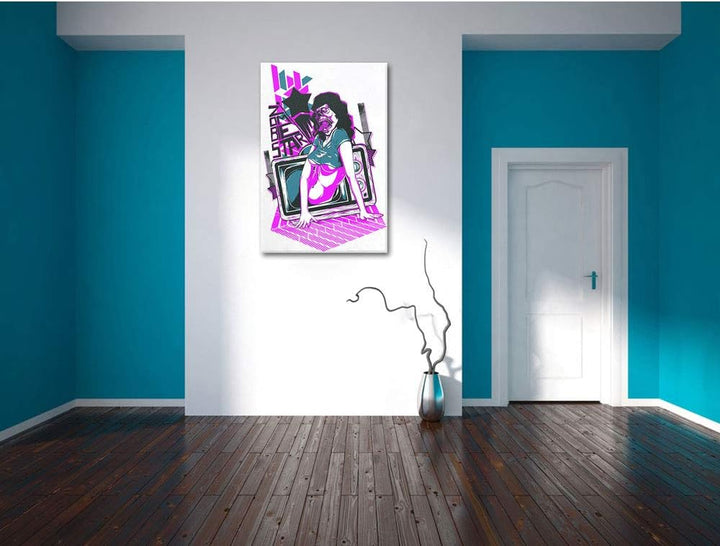 Shes alive white Leinwandbild Bild auf Leinwand, XXL riesige Bilder fertig gerahmt mit Keilrahmen, K