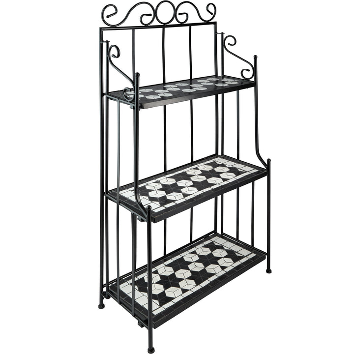 tectake 800572 - Metallregal Mosaik, 3 Regalfächer aus Steinmosaik, geschwungener Metallrahmen - Div