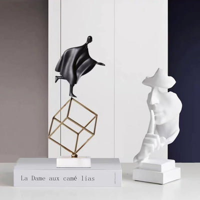 PIGPIGFLY Schweigen ist Gold Statue,Deko Figuren, Deko Wohnzimmer Modern Zum Hinstellen, Abstrakte S