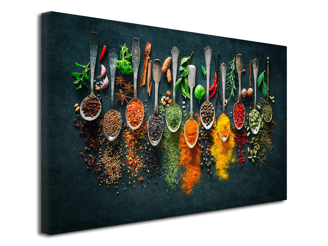 DECLINA Leinwandbild Küche XXL Wandbild Dekorative Leinwand Bild Küche Gewürze Druck auf Leinwand 50