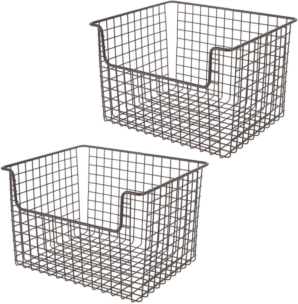 mDesign 2er-Set Allzweckkorb aus Metall – Flexibler Aufbewahrungskorb für die Küche, Vorratskammer e