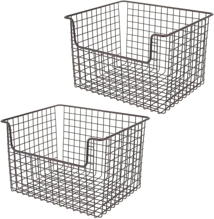 mDesign 2er-Set Allzweckkorb aus Metall – Flexibler Aufbewahrungskorb für die Küche, Vorratskammer e
