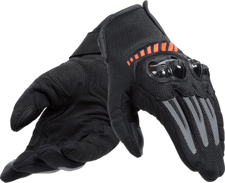 Dainese Mig 3 Air Tex Gloves, Motorradhandschuhe Sommer mit Protektoren, Herren, Schwarz/Fluo-Rot, X